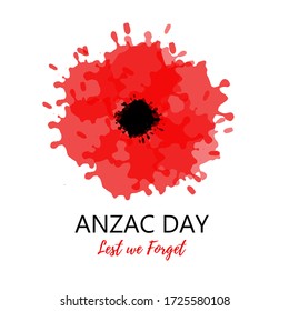 Tarjeta Anzac Day. No olvidemos con amapola roja vectorial. Fondo con flor acuarela para recordar el día del soldado. Ilustración del vector