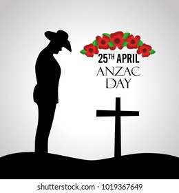 anzac day celebration greeting card silhouette soldier cross anniversary