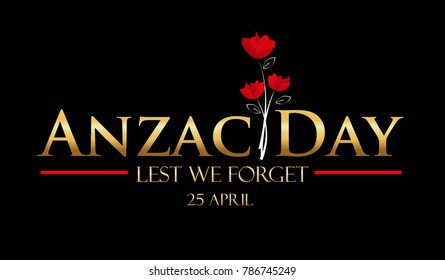 Anzac Day gold logo vector on black background