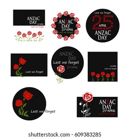 Anzac day. Greeting card set