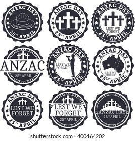 Anzac day. Greeting stamp set