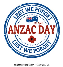 Anzac Day  grunge rubber stamp on white, vector illustration