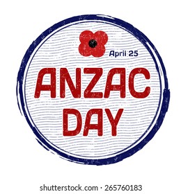 Anzac Day grunge rubber stamp on white background, vector illustration