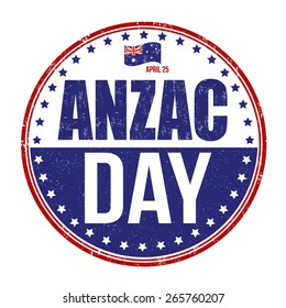 Anzac Day grunge rubber stamp on white background, vector illustration