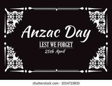 Anzac Day Lest We Forget red poppy vector poster.