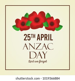 anzac day lest we forget red flowers card