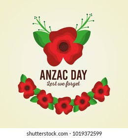 anzac day lest we forget card floral ornament