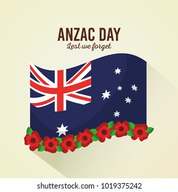 anzac day lest we forget poster flag flowers celebration