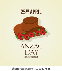 anzac day lest we forget 25 april hat and flowers decoration