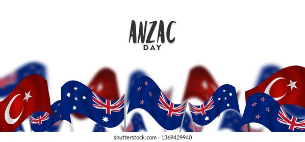 anzac day lest we forget, waving australia, turkish and new zealand flag