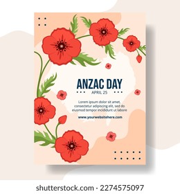 Anzac Day of Lest We Forget Vertical Poster Cartoon Hand Drawn Templates Background Illustration