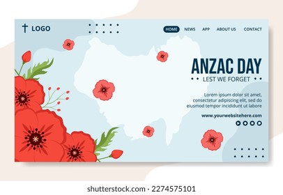 Anzac Day of Lest We Forget Social Media Landing Page Hand Drawn Template  Illustration