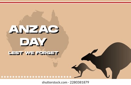 anzac day, lest we forget with kangoroo australia. For Poster, Banner, Card Invitation, Social Media