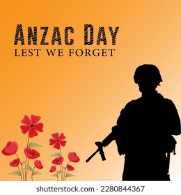 Anzac Day lest we forget lettering vector suitable for card, banner, or poster