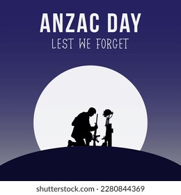 Anzac Day lest we forget lettering vector suitable for card, banner, or poster