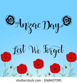 Anzac day lettering. Lest we forget lettering. vector illustration