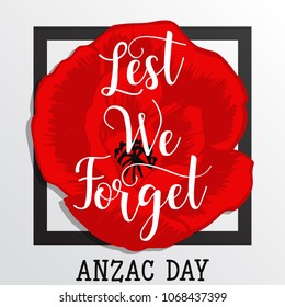 Anzac day lettering. Lest we forget lettering. vector illustration
