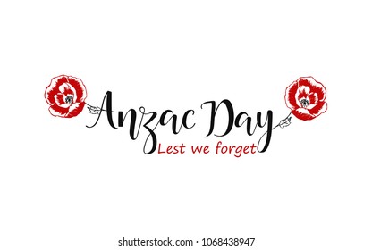 Anzac day lettering. Lest we forget lettering. vector illustration