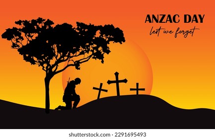 anzac day lettering vector. lest we forget.suitable for card, banner, or poster