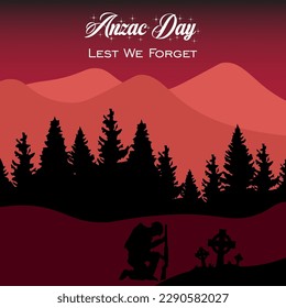 anzac day lettering vector. suitable for card, banner, or poster