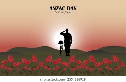 Anzac Day is National Day of remembrance in Australia. Anzac Day vector. Lest we forget vector. 