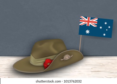 Anzac Day poppies memorial anniversary holiday war veterans memory. Anzac Day 25 April Australian war remembrance day poster or greeting card design of australian flag, Anzac army slouch hat. vector.