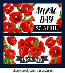 Anzac Day Poppy Flowers Vector Design Stock Vector (Royalty Free ...