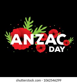 Anzac Day poster/ Poppy flower illustrations/ Greetings card template/ Festive background design