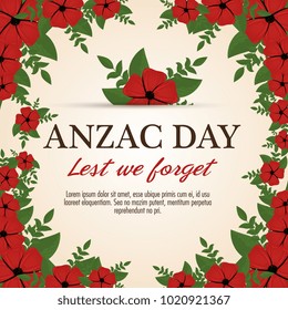 anzac day poster with red poppy flower