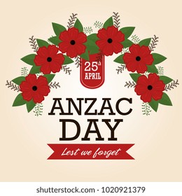anzac day poster with red poppy flower