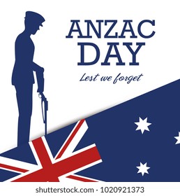 anzac day poster with soldier standing guard