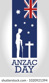 Anzac Day Poster With Soldier Standing Guard