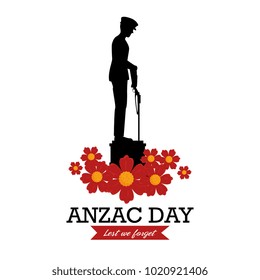 anzac day poster with soldier standing guard