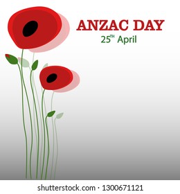 ANZAC DAY, Red Poppy. World War II, World War I, Commemorative Symbol.  Day Of Remembrance And Reconciliation, Australia, New Zealand
 