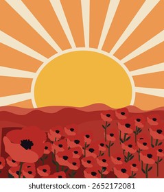 Conjunto de vetores de lembrança de dia ANZAC | Ilustrações de papoula, silhueta de soldado e bandeira | Placas de design planas