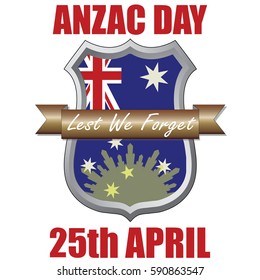 Anzac Day Shield Design Australian Flag Stock Vector (Royalty Free ...