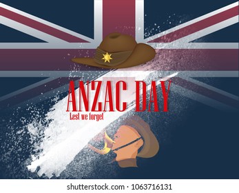 Anzac  Day, Silhouette of soldier blowing trumpet with soldier, with poppies .