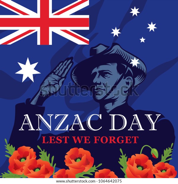 Anzac Day Soldier Salute Lest We Stock Vector (Royalty Free) 1064642075