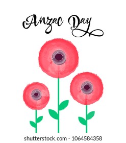 Anzac Day vector card, 25th of April. International Remembrance Day symbol of peace.
Abstract Watercolor red Poppies flowers.