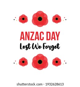 Anzac Day Vector Card Illustration Poppy Stock Vector (Royalty Free ...