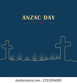ANZAC Day Vektordesign mit Mohnblumen und Erinnerungssymbolen in einem sauberen, respektvollen Stil. Ideal für Gedenkplakate, Lehrmaterial, Beiträge in sozialen Medien und Gedenkentwürfe.