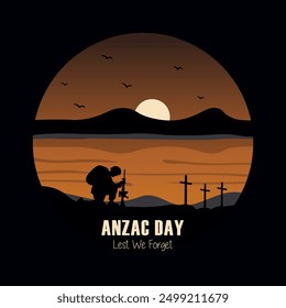 anzac day vector illustration background. it is suitable for card, banner, or poster