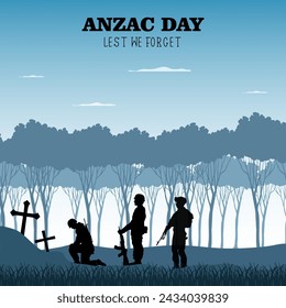  Anzac Day vector illustration. It is suitable for card, banner, or poster