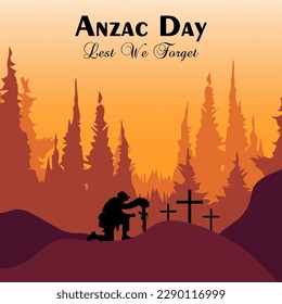 anzac day vector. lest we forget. suitable for card, banner or poster