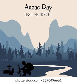 anzac day vector. lest we forget. suitable for card, banner or poster