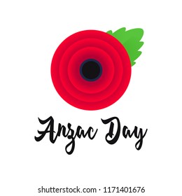 Anzac Day vector poster. Lest We forget. Realistic Red Poppy flower - a symbol of International Day of Remembrance. Vector Illustration EPS 10 file.