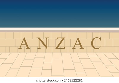 Anzac Military Cemetery in Gallipoli Peninsula vector illustration. Anzac day. 