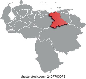 ANZOATEGUI DEPARTMENT MAP PROVINCE OF VENEZUELA 3D ISOMETRIC MAP