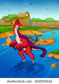 Anzu on the river background 