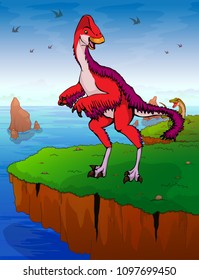 Anzu Wylie on the background of the sea. Vector illustration.